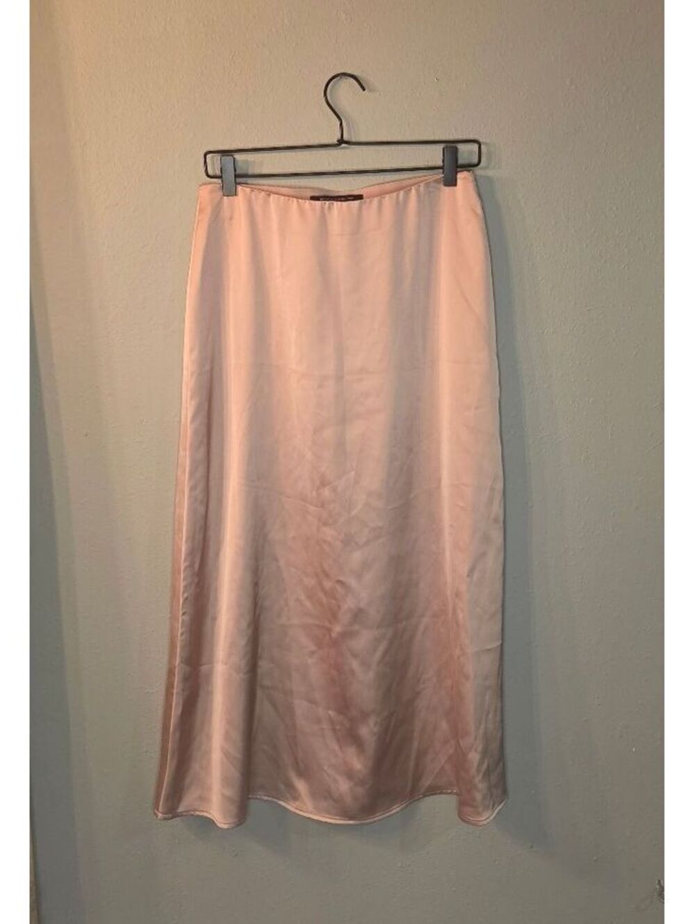 French Connection Satin Maxi Skirt Medium Blush Pink A Line Slip Skirt